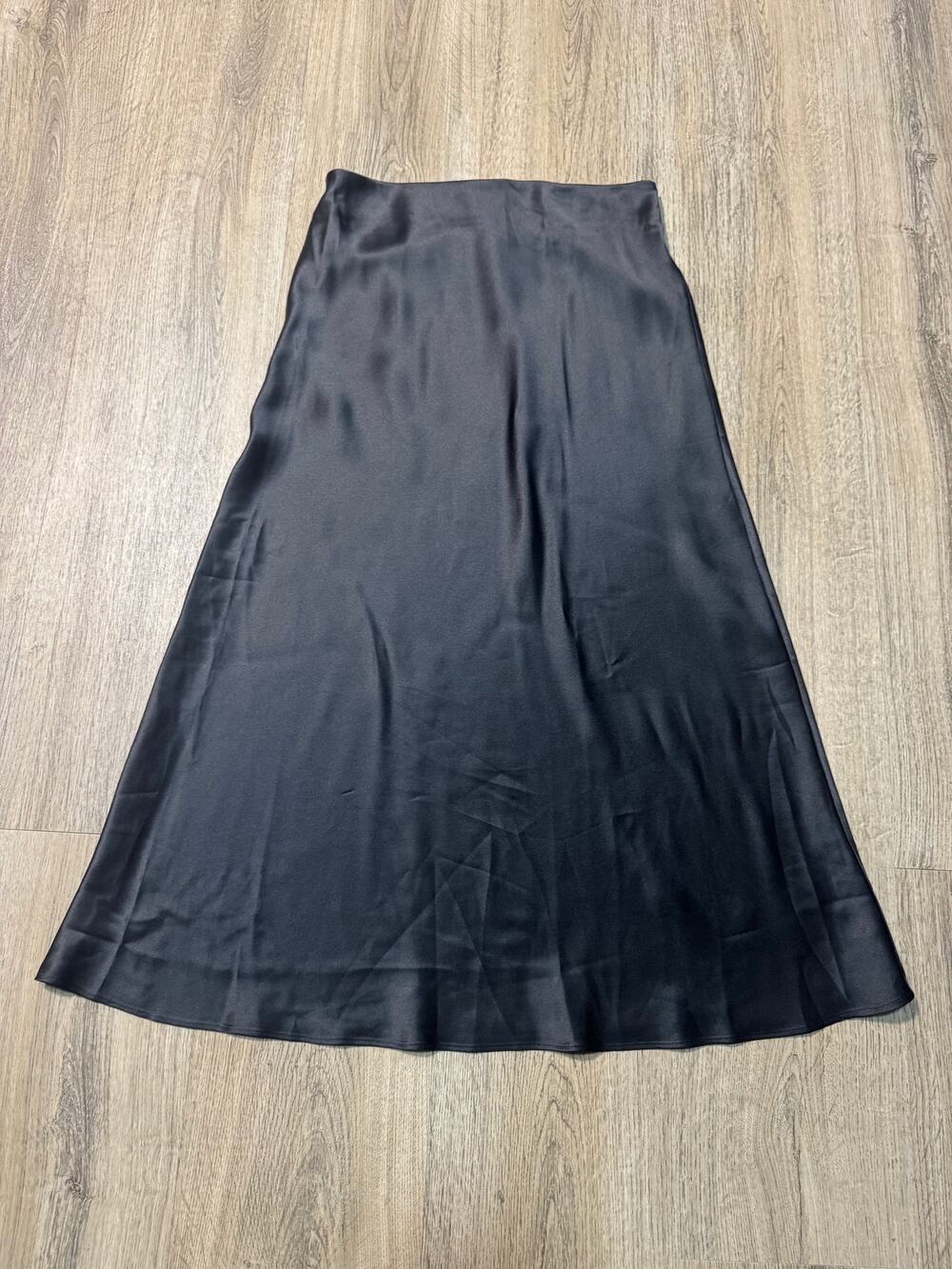 Quince Women's Silk A-Line Black Midi Skirt